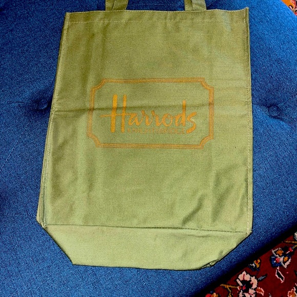 Harrods Bags Harrods Knightsbridge Shoppingtote Bag Canvas Dark Green With Gold Lettering